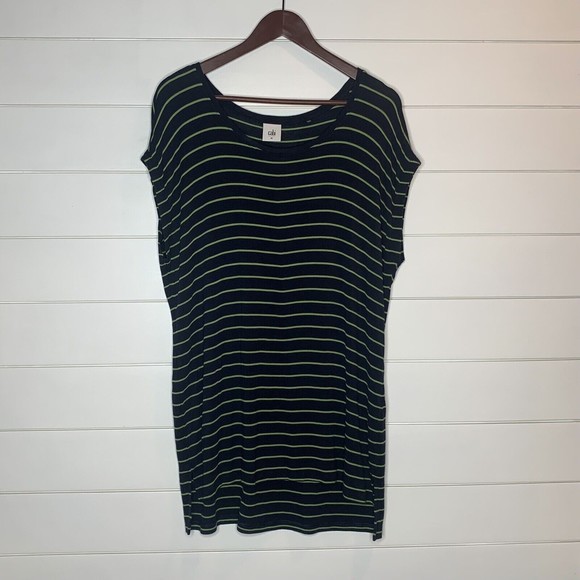 Cabi Medium Tunic Top Island Stripe Ibiza Tee Jersey Knit Hi-Low Blue Green 5333 - Picture 3 of 10